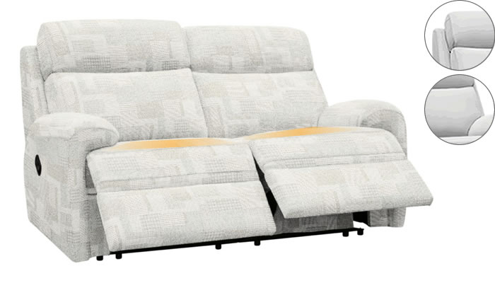 G Plan Hardy 2 Seater Electric Double Recliner Headrest Lumbar Support Lydia Blush